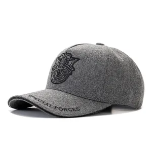 Men's Winter Woolen Baseball Cap Thickened Warm Large Head Tactical Special Forces Embroidered Sun Hat Outdoor Sports Fashion Accessory