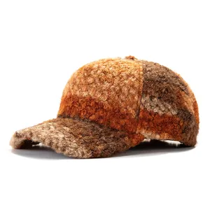 Plaid Baseball Cap Faux Lamb Wool Warm Winter Hat For Men Women Adjustable Granular Velvet Checkered Soft Commuting Peak Cap