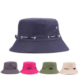 Outdoor sun protection bucket hat for men and women with adjustable sport drawstring