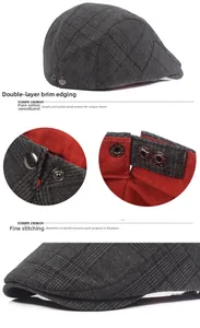 Detail view of cotton flat cap featuring reinforced brim and sweatband with precise stitching