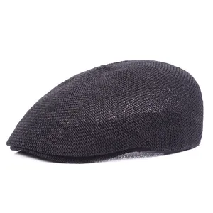 Dark gray breathable mesh ivy cap with knitted texture for sun protection in summer