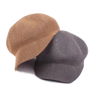 Men's breathable mesh newsboy cap in brown and dark grey for summer sun protection