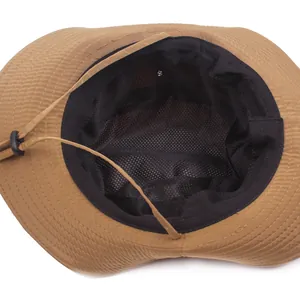 Chapeau de soleil kaki avec doublure en maille noire respirante et mentonnière
