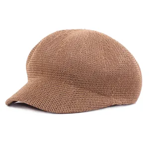 Women's Vintage Breathable Cotton Knit Newsboy Cap Mesh Beret Hat For Summer Sun Protection Outdoor Travel Casual Adjustable Cap