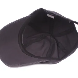 Deep grey cotton baseball cap with interior view showing 58CM size tag and lining