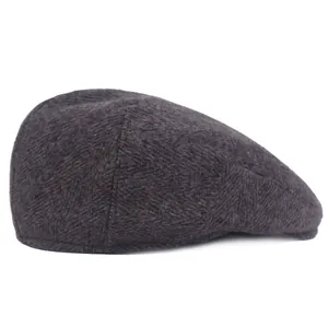Κλασικό σκούρο καφέ ανδρικό καπέλο flat cap με ποιοτική μάλλινη υφή