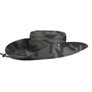 Herren Outdoor-Camo-Sonnenhut mit atmungsaktivem Mesh und verstellbarem Kinnband