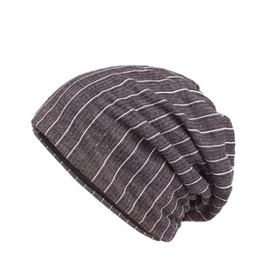 Berretto Slouchy a Righe Casual per Uomo Donna Sottile Misto Cotone Viscosa Berretto a Maglia Leggera Cappello da Notte Accessorio Moda