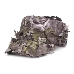 Cappello a Cima Piatta Mimetico 3D con Foglie da Uomo Tattico all'Aperto in Cotone ad Asciugatura Rapida Bionico Ghillie per Caccia Pesca Militare