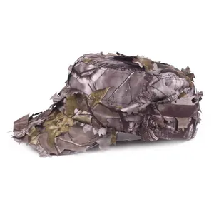 Cappello mimetico da uomo ad asciugatura rapida con foglie 3D per protezione solare