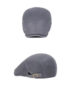 Détail de la casquette plate gris foncé montrant le mesh respirant et la boucle ajustable