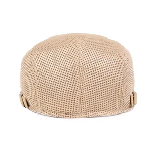 Casquette plate en maille kaki avec boucle réglable et polyester respirant d'été