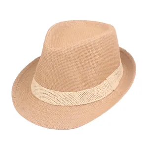 Summer Paper Straw Fedora Hat For Men Women Breathable Sunshade Jazz Hat With Decorative Band Outdoor Beach Travel Sun Hat
