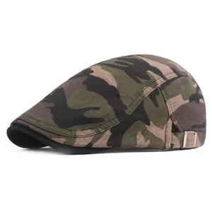 100% Cotton Camouflage Flat Cap For Men Women Adjustable Ivy Gatsby Newsboy Hat Outdoor Sun Protection Casual Beret Cabbie Cap