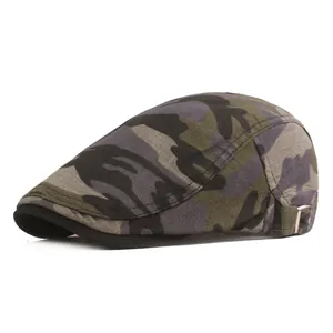 Close-up of side metal buckle and camo pattern on the cotton duckbill ivy cap
