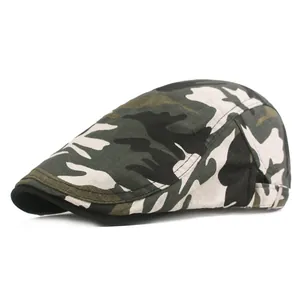 Men's cotton camouflage flat cap in jungle pattern for outdoor sun protection