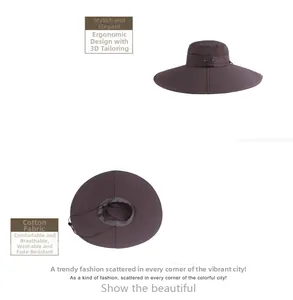 Detailed side view of a wide brim sun hat showing 3D ergonomic cut and breathable cotton