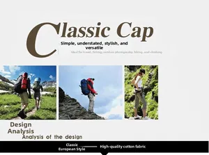 Classic European outdoor baseball cap made from premium cotton for hiking and trekking