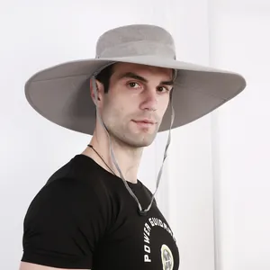 Cappello da Pescatore a Tesa Larga per Uomo Donna Mesh Traspirante Protezione Solare Trekking Pesca Safari Con Cordino Regolabile