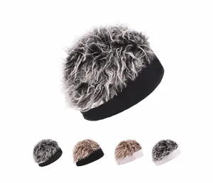 Detail view of stylish wig cap showing various color options and synthetic fiber texture