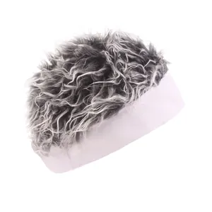 Creative gray wig hat for men and women stylish street casual sun cap with hair design