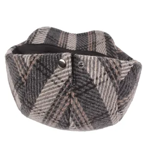 Classic plaid cashmere cotton newsboy cap for women with vintage check pattern and back buckle