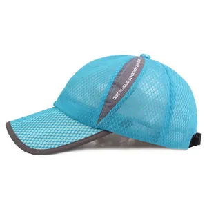 Breathable blue mesh baseball cap with quick-dry fabric for summer outdoor sports