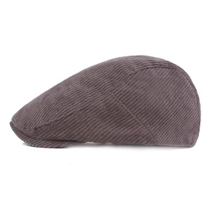 Retro Corduroy Gestreepte Baret Hoed Voor Mannen Vrouwen Katoen Newsboy Cap Verstelbaar Flat Ivy Cabbie Cap Herfst Winter Warme Hoed