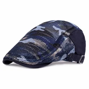 Unisex Camouflage Netz Schiebermütze Sommer Atmungsaktiv Sonnenschutz Outdoor Verstellbar Ivy Barett Schirmmütze Casual Camo Kappe