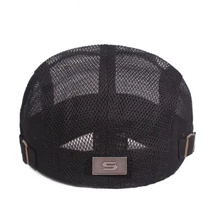 Béret d'été respirant en maille pour hommes avec sangle réglable et logo S en métal