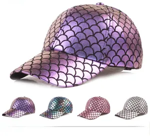 Detail of snake skin pattern baseball cap with iridescent metallic finish in multiple colors
