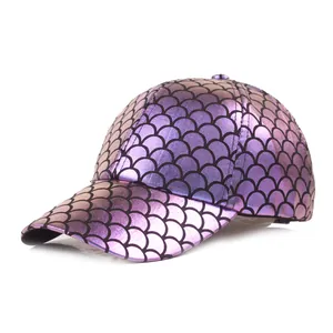 Metallic purple snakeskin baseball cap with iridescent gradient finish and curved brim