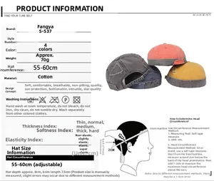 Size chart for washed cotton docker cap with metal buckle and measuring guide