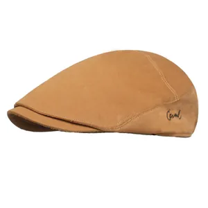 Béret Vintage en Mélange de Coton Hommes Femmes Broderie Ajustable Casquette Plate Newsboy Hat Pour Printemps Été Automne Pare-soleil
