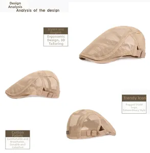 Vue détaillée de la casquette plate en maille kaki avec coupe 3D et boucle réglable