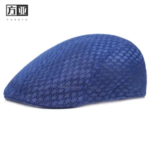 Navy blue breathable mesh ivy cap with floral texture for summer outdoor sun protection