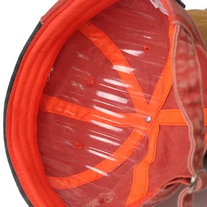 Internal structure of orange washed brimless cap with vintage texture and shape support