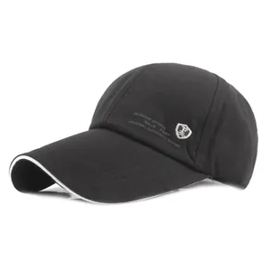 Men's summer thin black baseball cap with white piping and Genuine Sports embroidery