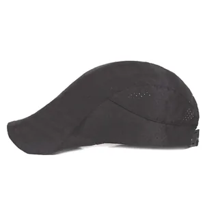 Side view of black breathable mesh ivy cap featuring laser-cut ventilation holes