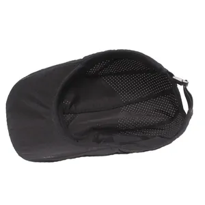 Breathable black mesh baseball cap with adjustable strap and cooling ventilated design