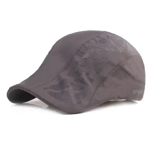 Grey breathable mesh baseball cap for summer sports with side SPORT lettering