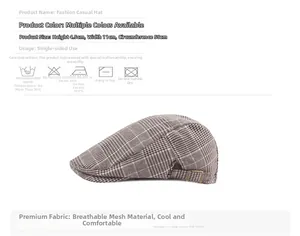 Detailansicht der karierten Schiebermütze mit 58cm Umfang und atmungsaktivem Mesh-Gewebe