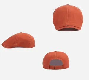 Détails de la patte de réglage velcro et du tissu en coton sur la casquette orange