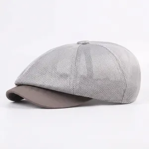 Men Summer Mesh Flat Cap Breathable Newsboy Cap Sun Protection Adjustable Outdoor Driving Beret Hat For Men Women