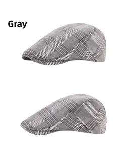 Detail view of grey striped ivy cap fabric texture and side profile contours