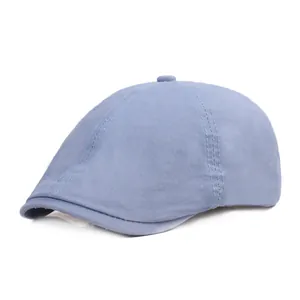 Béret plat en coton bleu clair pour hommes et femmes avec design vintage et protection solaire