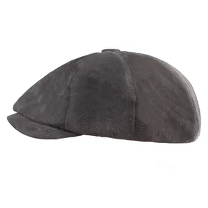 Klassische dunkelgraue Schiebermütze im Vintage-Stil aus gewaschenem Stoff für Damen und Herren