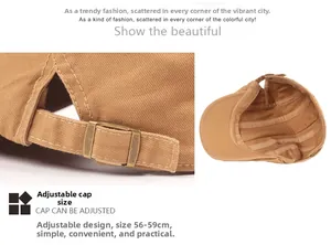 Béret marron en toile avec boucle réglable pour circonférence de 56 à 59cm