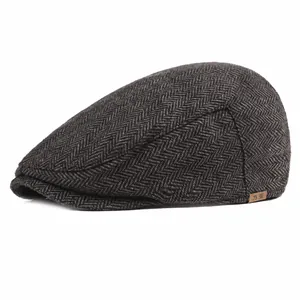 Vintage Herringbone Flat Cap For Men Women Wool Blend Ivy Gatsby Driving Hat Autumn Winter Warm Newsboy Beret Cap