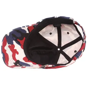Unisex camouflage baseball cap in red white and blue 100% cotton with inner stitching
